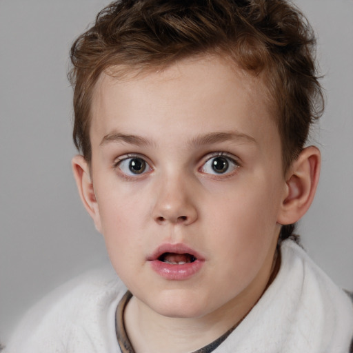 Neutral white child male with short  brown hair and brown eyes