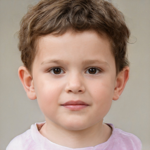 Neutral white child male with short  brown hair and brown eyes