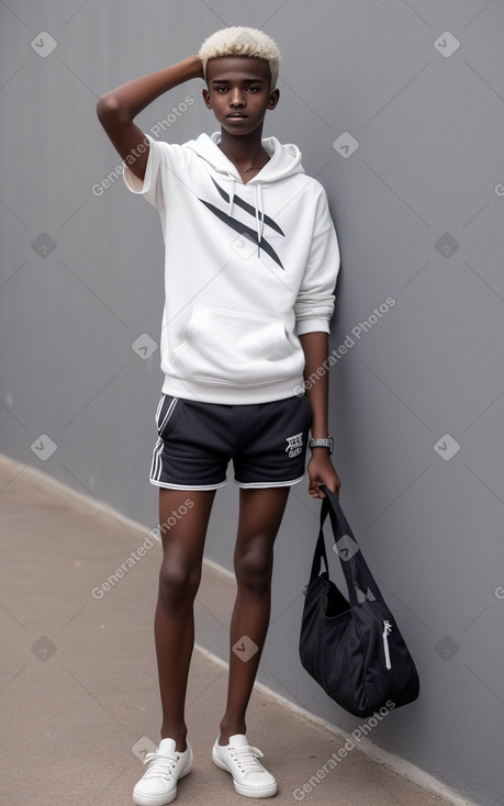 Sudanese teenager boy with  white hair