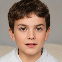 Neutral white child male with short  brown hair and brown eyes