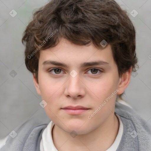 Neutral white child male with short  brown hair and brown eyes