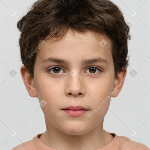 Neutral white child male with short  brown hair and brown eyes