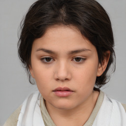 Neutral white child female with medium  brown hair and brown eyes