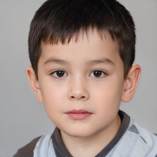 Neutral white child male with short  brown hair and brown eyes