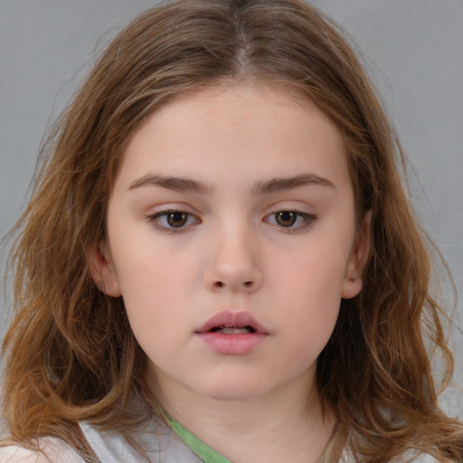 Neutral white child female with medium  brown hair and brown eyes