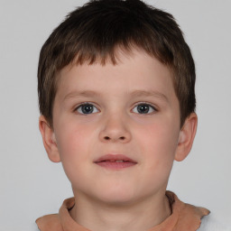 Neutral white child male with short  brown hair and brown eyes