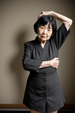 Japanese elderly female with  black hair