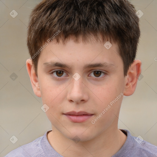 Neutral white child male with short  brown hair and brown eyes