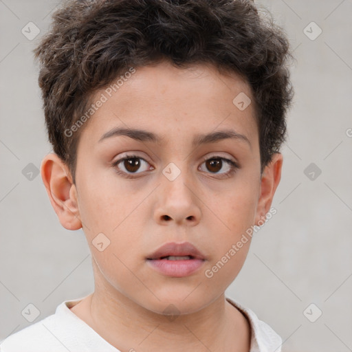 Neutral white child male with short  brown hair and brown eyes