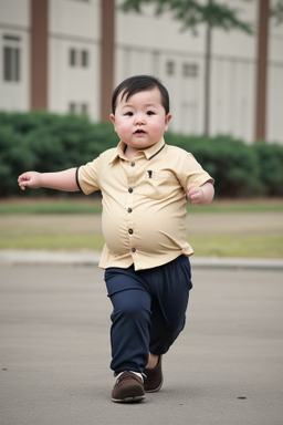 Mongolian infant boy with  brown hair