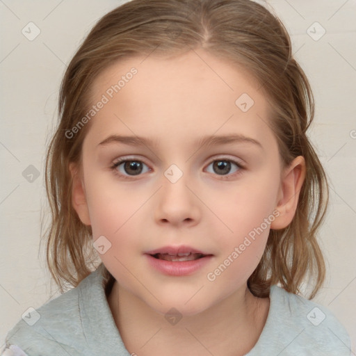 Neutral white child female with medium  brown hair and brown eyes