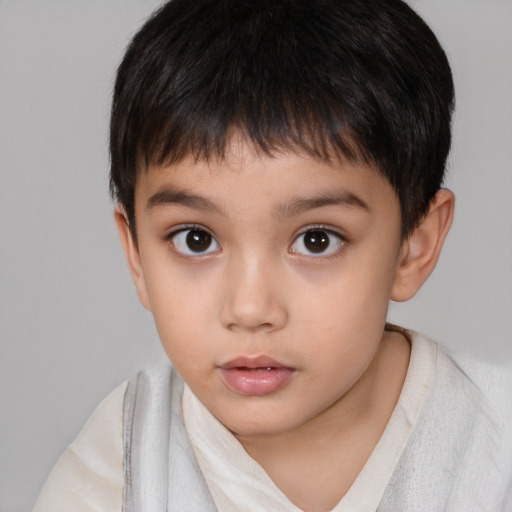 Neutral white child male with short  brown hair and brown eyes