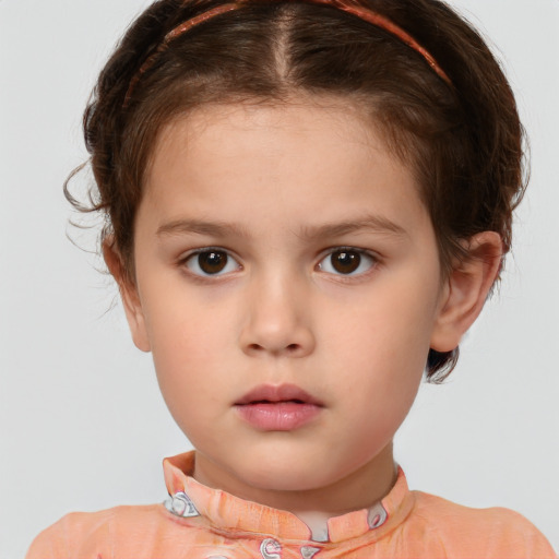 Neutral white child female with medium  brown hair and brown eyes