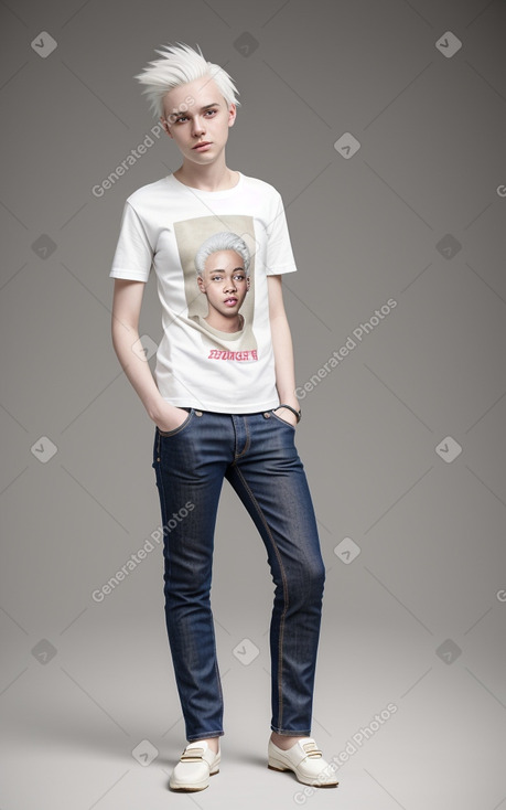 Zimbabwean young adult non-binary with  white hair