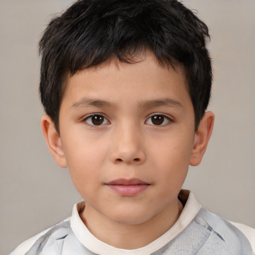 Neutral white child male with short  brown hair and brown eyes