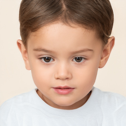 Neutral white child female with short  brown hair and brown eyes