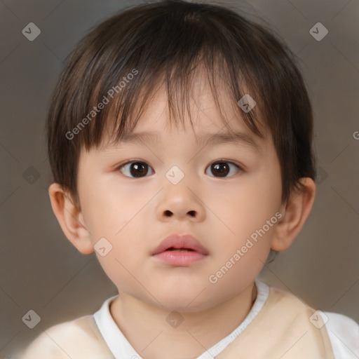 Neutral white child male with short  brown hair and brown eyes