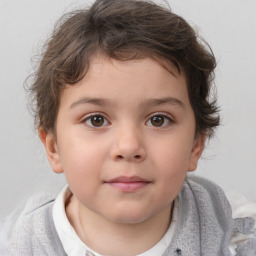 Neutral white child female with short  brown hair and brown eyes