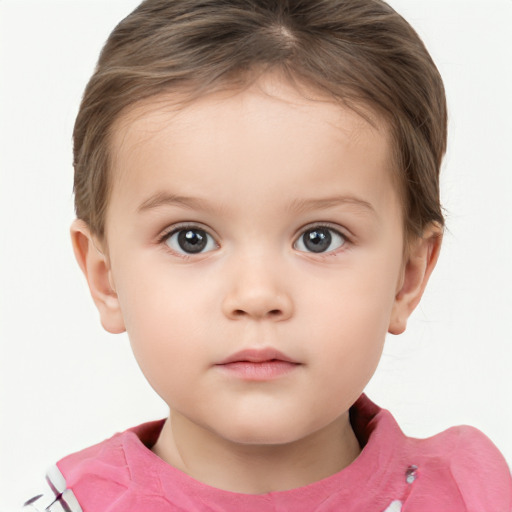 Neutral white child female with short  brown hair and brown eyes