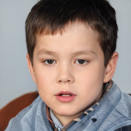 Neutral white child male with short  brown hair and brown eyes