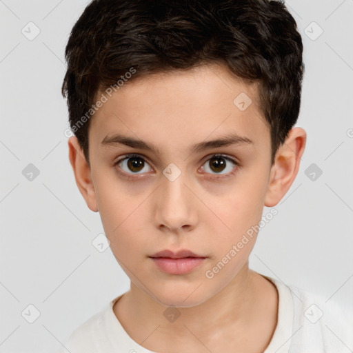 Neutral white child male with short  brown hair and brown eyes