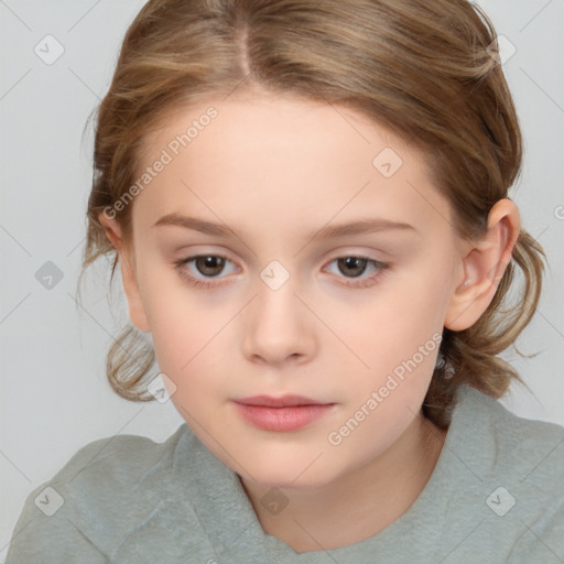 Neutral white child female with medium  brown hair and brown eyes