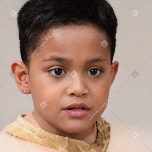 Neutral white child male with short  brown hair and brown eyes