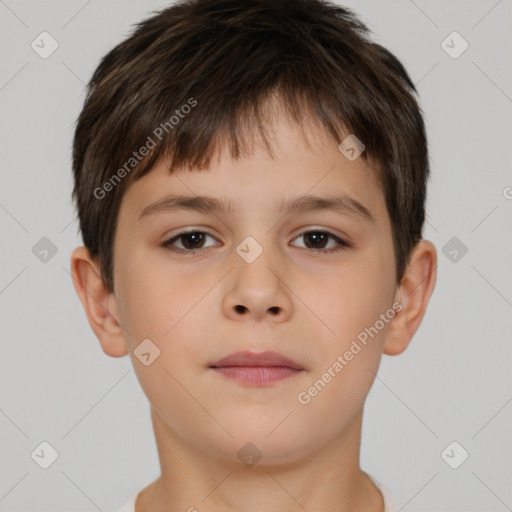 Neutral white child male with short  brown hair and brown eyes