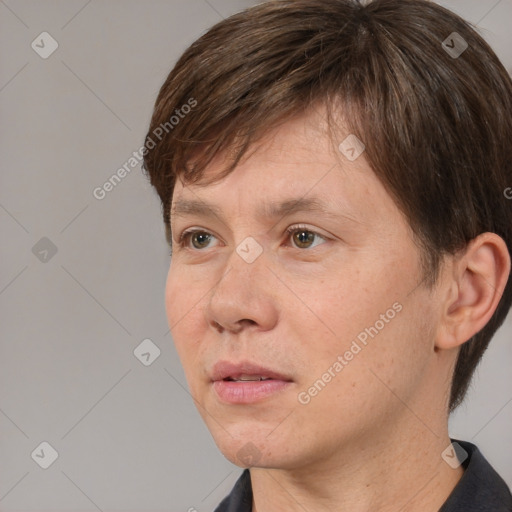 Neutral white adult male with short  brown hair and brown eyes