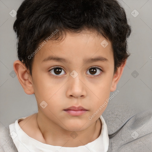 Neutral white child male with short  brown hair and brown eyes