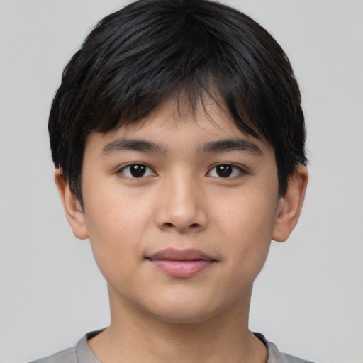 Neutral asian young-adult male with short  brown hair and brown eyes