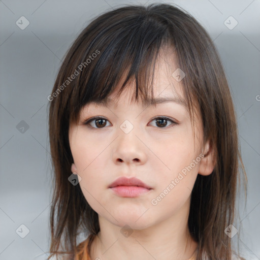 Neutral white child female with medium  brown hair and brown eyes