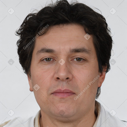 Neutral white adult male with short  brown hair and brown eyes