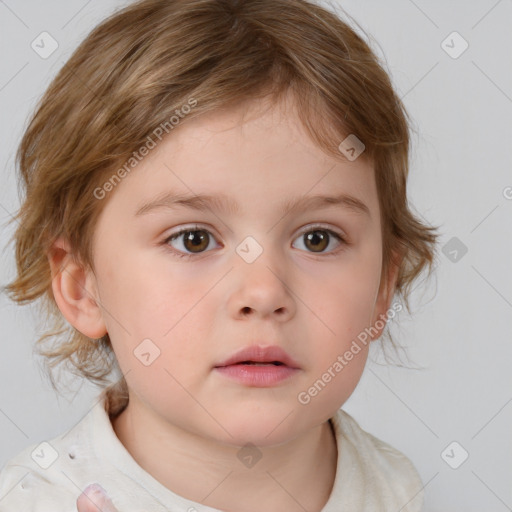 Neutral white child female with medium  brown hair and brown eyes