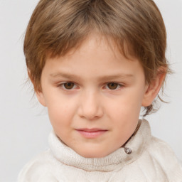 Neutral white child female with short  brown hair and brown eyes