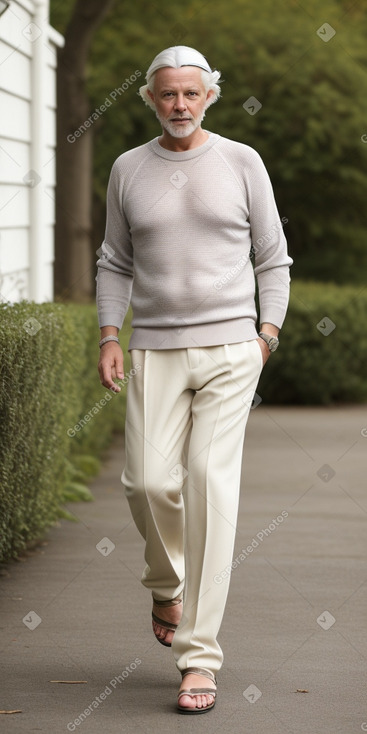 British middle-aged male with  white hair