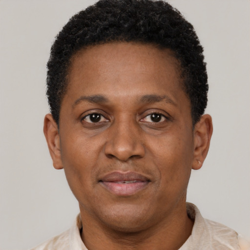 Neutral latino adult male with short  black hair and brown eyes