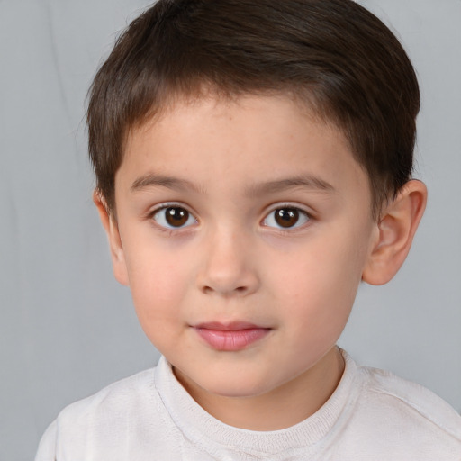 Neutral white child male with short  brown hair and brown eyes