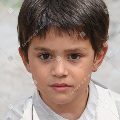 Neutral white child male with short  brown hair and brown eyes