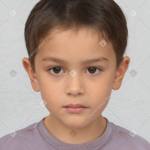 Neutral white child male with short  brown hair and brown eyes