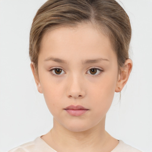 Neutral white child female with short  brown hair and brown eyes