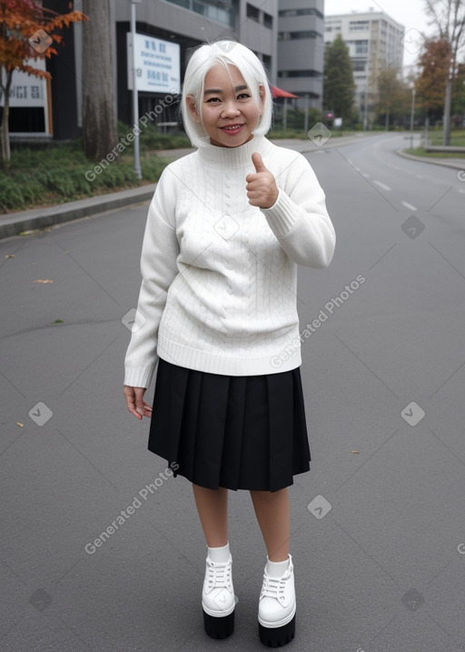 Indonesian adult female with  white hair