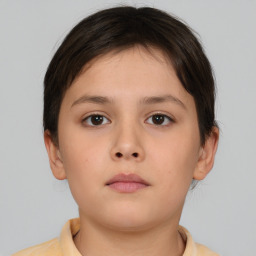 Neutral white child female with short  brown hair and brown eyes