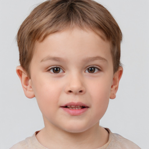 Neutral white child male with short  brown hair and brown eyes