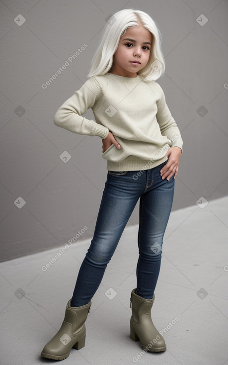 Hispanic child girl with  white hair