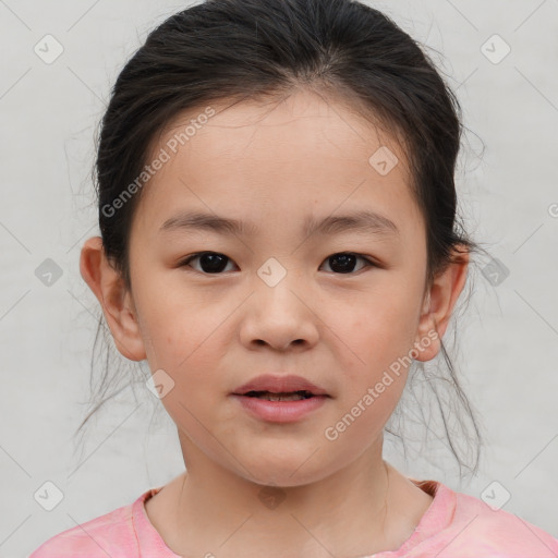 Neutral white child female with medium  brown hair and brown eyes