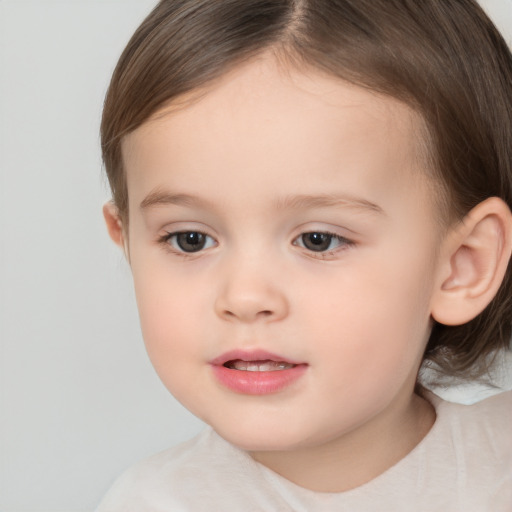 Neutral white child female with medium  brown hair and brown eyes