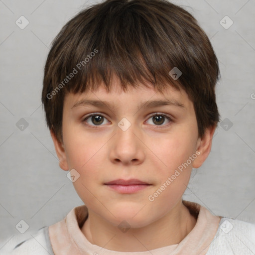 Neutral white child female with short  brown hair and brown eyes