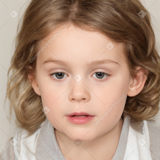 Neutral white child female with medium  brown hair and brown eyes