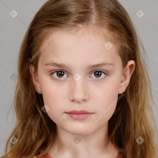 Neutral white child female with medium  brown hair and brown eyes